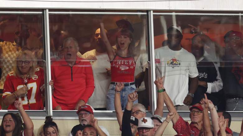 Singer Taylor Swift celebrates after Travis Kelce #87 of the Kansas City Chiefs scores a touchdown during the first quarter against the Indianapolis Colts at Arrowhead Stadium on September 20, 2026 i