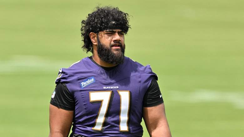 Vega Ioane at the Baltimore Ravens training camp