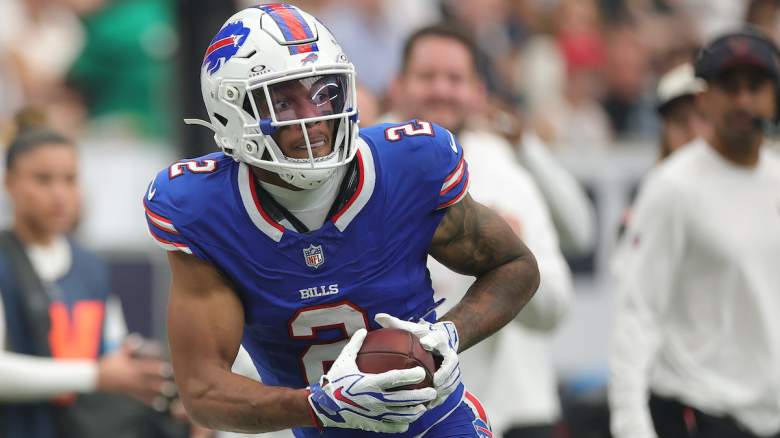 DJ Moore #2 of the Buffalo Bills runs after a catch
