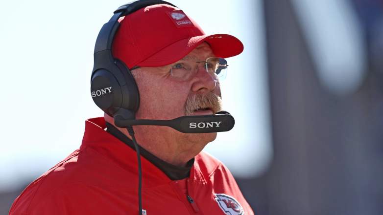 Head coach Andy Reid of the Kansas City Chiefs looks on