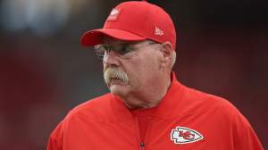 Head coach Andy Reid of the Kansas City Chiefs walks on the field