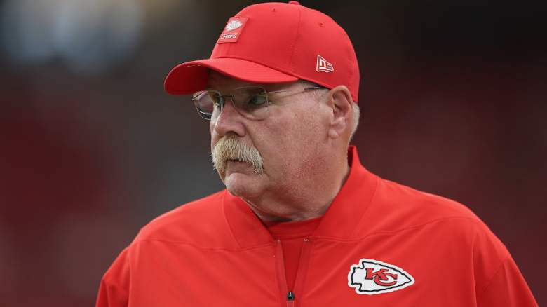Head coach Andy Reid of the Kansas City Chiefs walks on the field