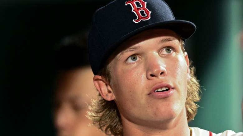 Connelly Early #71 of the Boston Red Sox celebrates with his teammates