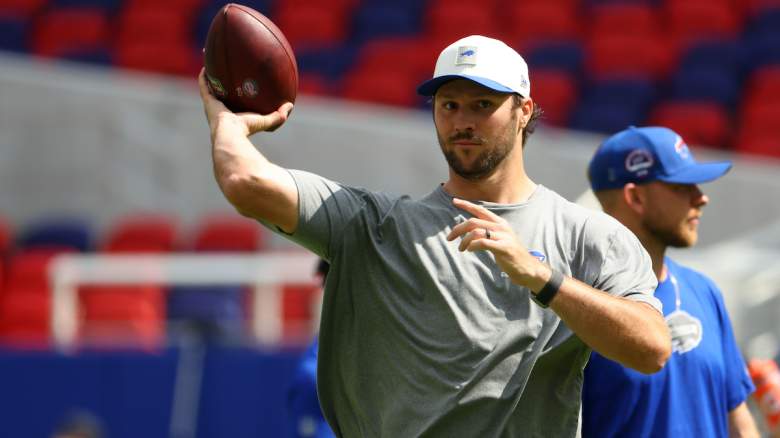 Josh Allen #17 of the Buffalo Bills throws a pass prior to a preseason game