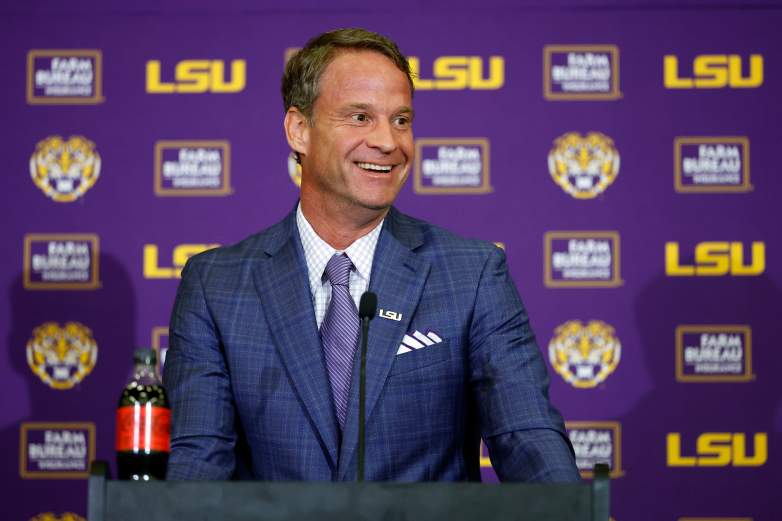 Lane Liffin of LSU laughing during a press conference after defeating Clemson