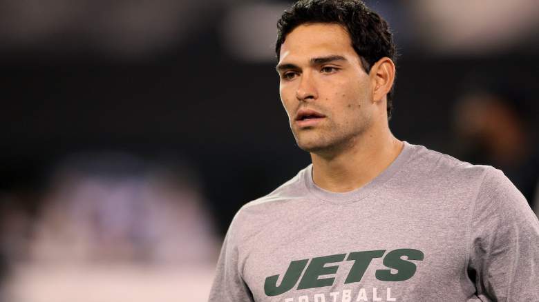 Mark Sanchez warms up before a game.