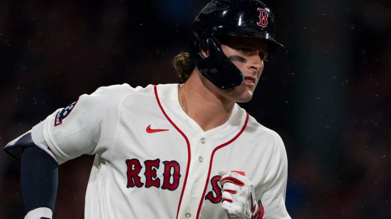 Roman Anthony #19 of the Boston Red Sox hits a home run
