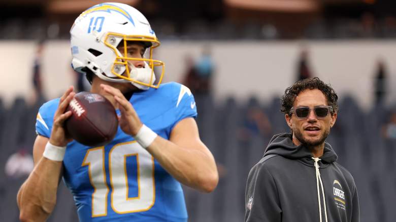 Los Angeles Chargers quarterback Justin Herbert and offensive coordinator Mike McDaniel