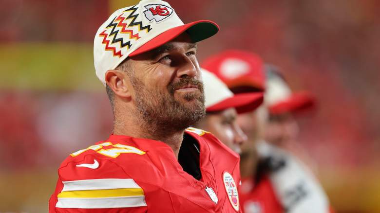 Tight end Travis Kelce #87 of the Kansas City Chiefs watches NFL preseason game action