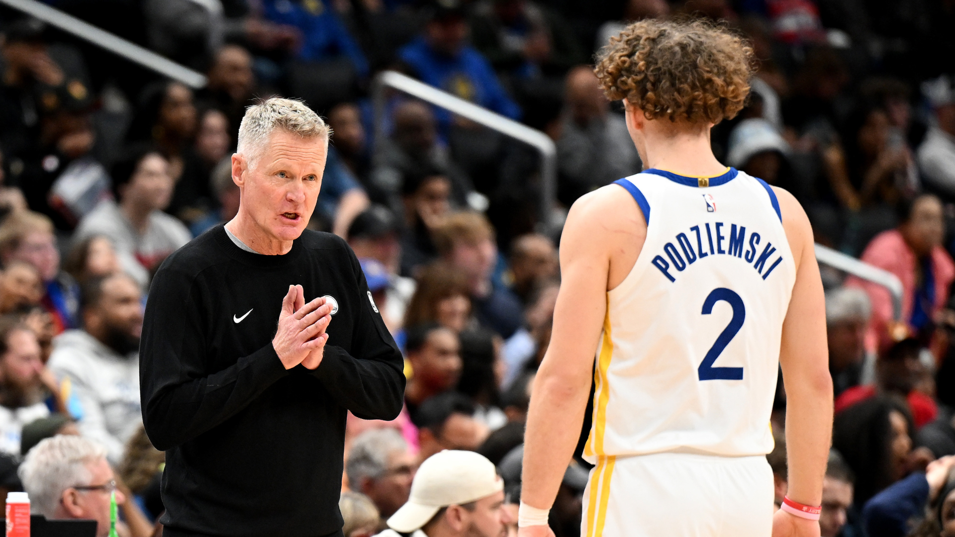Steve Kerr and Brandin Podziemski