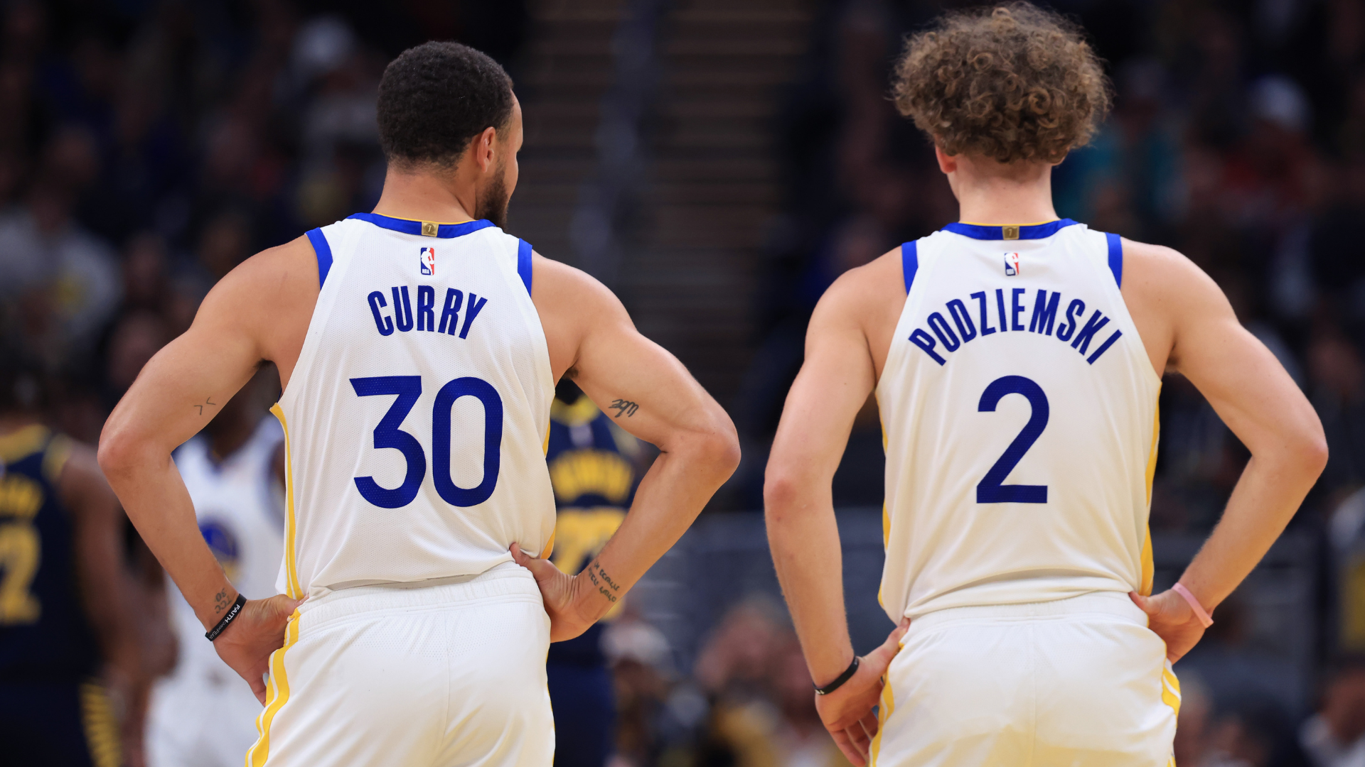 Stephen Curry and Brandin Podziemski