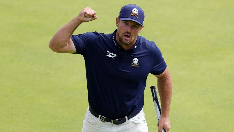 Bryson DeChambeau celebrates during the 2025 Open Championship at Royal Portrush
