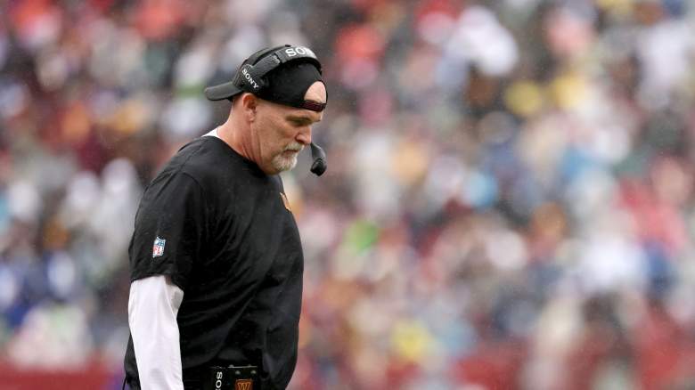 Head Coach Dan Quinn of the Washington Commanders looks on against the Seattle Seahawks during the second quarter at Northwest Stadium on September 27, 2026 in Landover, Maryland.