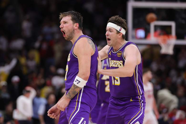 Los Angeles Lakers projected starting lineup, Lakers starting power forward, Lakers depth chart, Luka Doncic, Austin Reaves, Quentin Grimes, Jake LaRavia, Walker Kessler, Lakers head coach JJ Redick