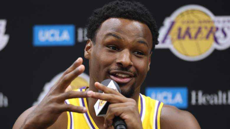 Bronny James #9 of the Los Angeles Lakers