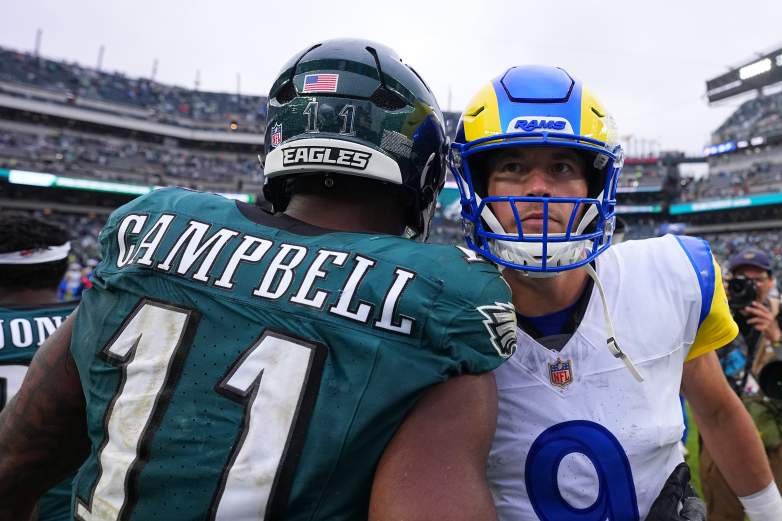 Philadelphia Eagles LB Jihaad Campbell and Los Angeles Rams QB Matthew Stafford