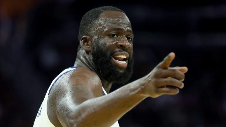 Draymond Green #23 of the Golden State Warriors doesn't want to talk about Kristaps Porzingis.