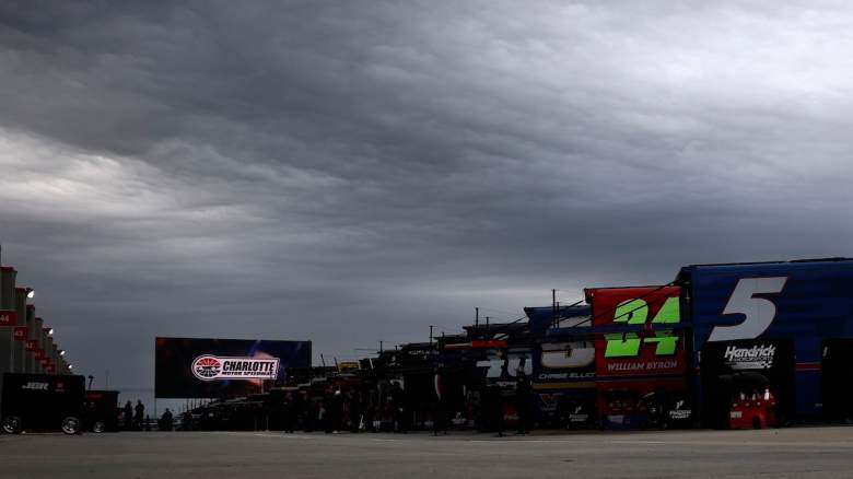 A general view of the garage area prior to practice for the NASCAR Cup Series Bank of America 400 at Charlotte Motor Speedway on October 10, 2026