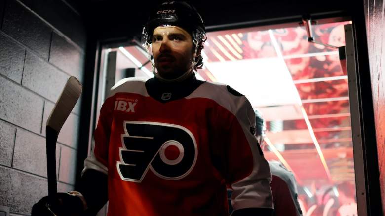 Noah Cates #27 of the Philadelphia Flyers walks out of the tunnel