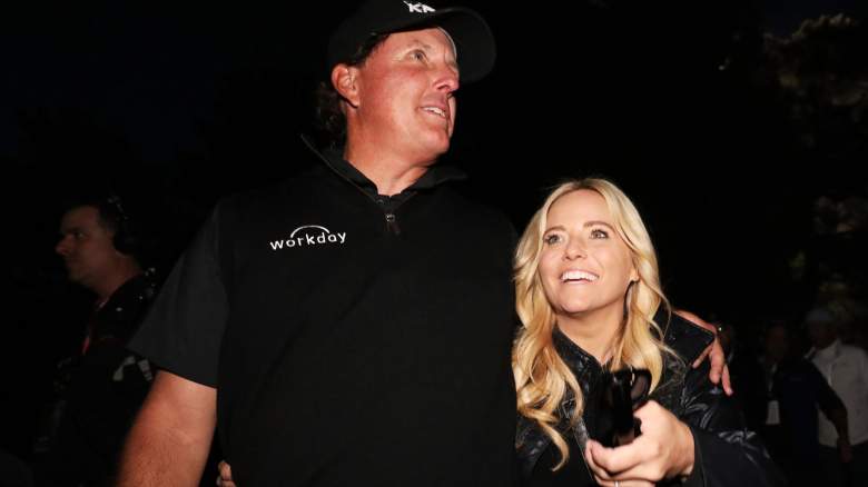 Phil Mickelson celebrates with his wife Amy after defeating Tiger Woods during The Match: Tiger vs Phil at Shadow Creek Golf Course on November 23, 2018 in Las Vegas, Nevada