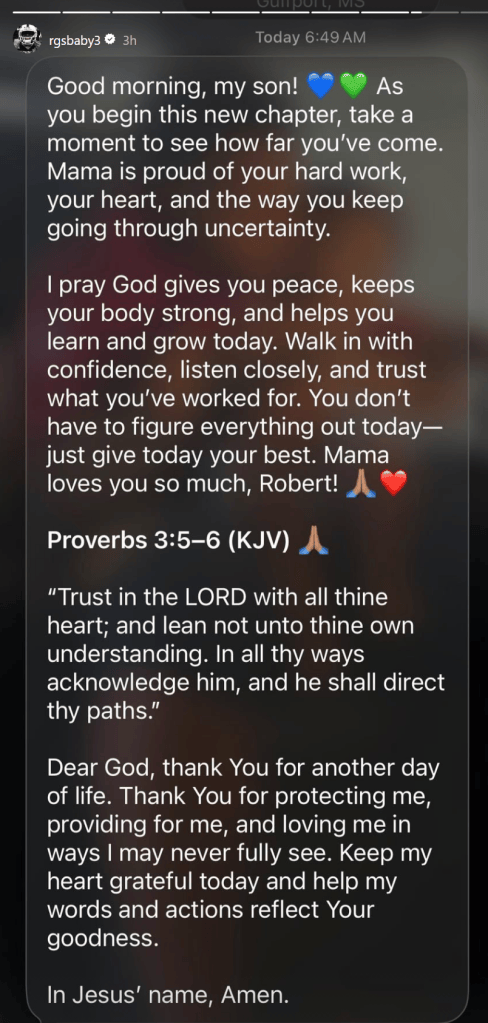 Robert Henry Jr. shares a heartfelt message from his mother on Instagram after signing with the Seattle Seahawks.