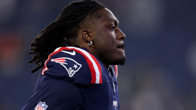 A.J. Brown #1 of the New England Patriots looks on