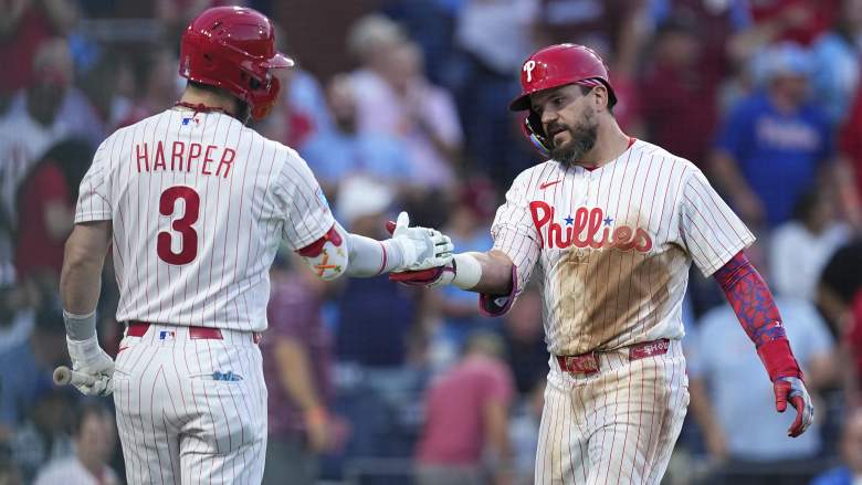 Philadelphia Phillies first baseman Bryce Harper and designated hitter Kyle Schwarber
