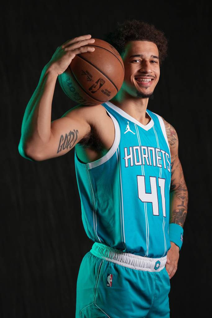 Caleb McConnell at Hornets media day