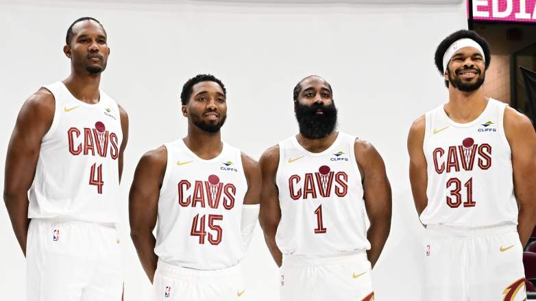Evan Mobley, Donovan Mitchell, James Harden, and Jarrett Allen.