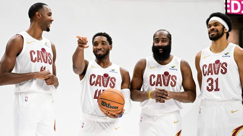 Evan Mobley, Donovan Mitchell, James Harden, and Jarrett Allen.