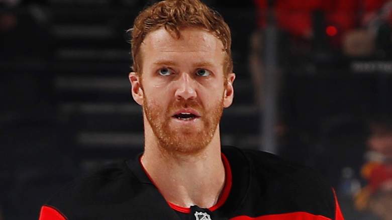 Dougie Hamilton #7 of the New Jersey Devils looks on