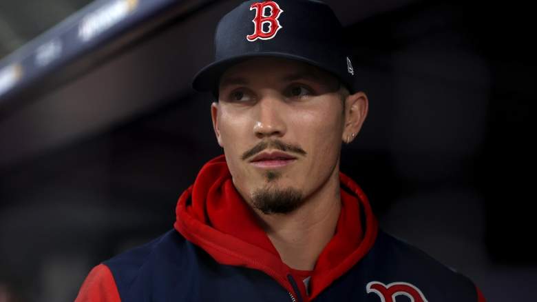 Jarren Duran #16 of the Boston Red Sox looks on