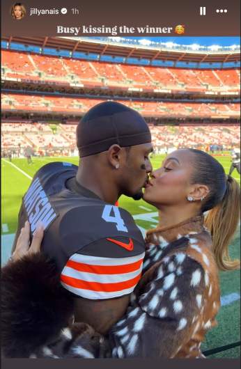 Jilly Anais Watson celebrates the Browns beating the Baltimore Ravens.