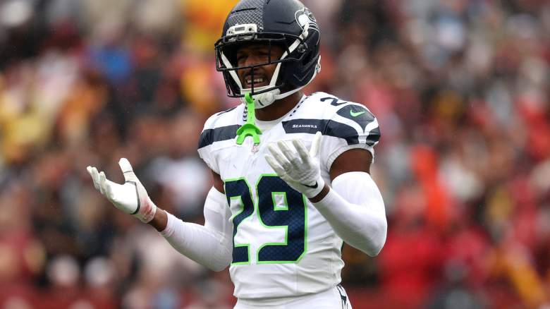 Josh Jobe #29 of the Seattle Seahawks reacts