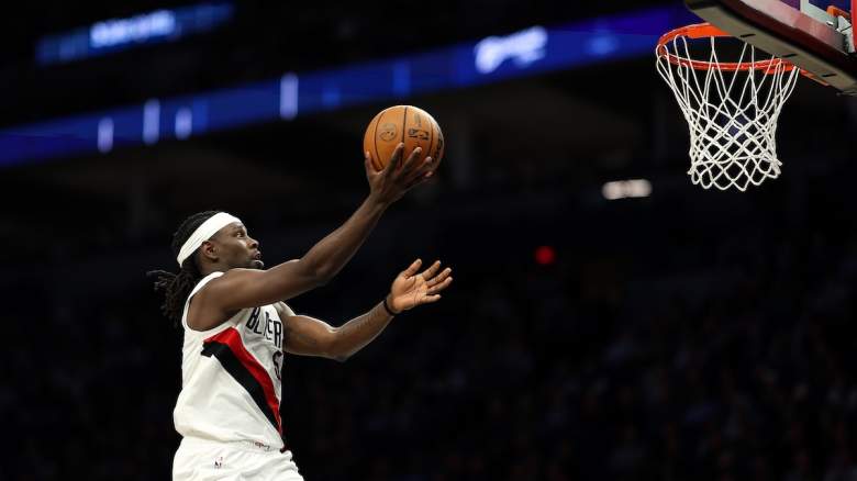 Jrue Holiday #5 of the Portland Trail Blazers goes up for a shot