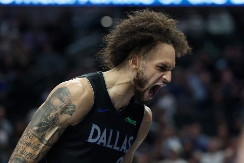 Mavericks center Dereck Lively celebrating