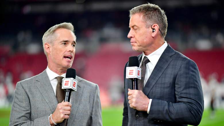 Monday Night Football broadcaster Joe Buck and Miami Dolphins executive Troy Aikman