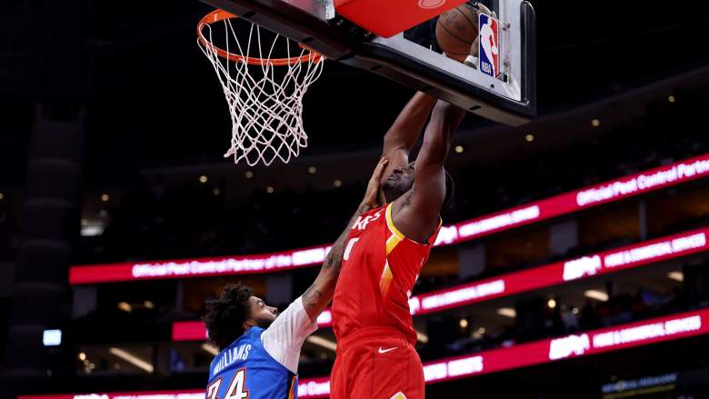 Rockets center Clint Capela dunking the ball