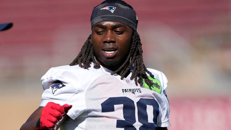Rhamondre Stevenson #38 of the New England Patriots participates