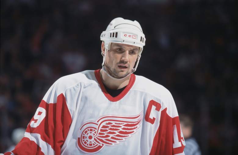Steve Yzerman looks on