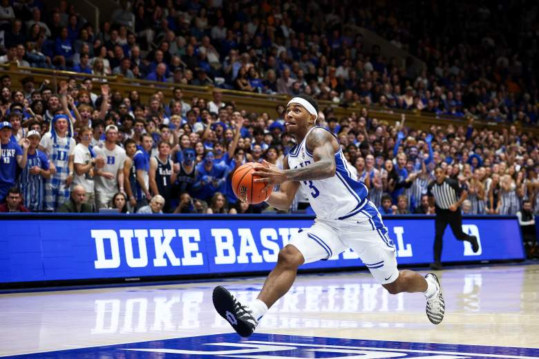 Duke guard Deron Rippey Jr. is going for a dunk