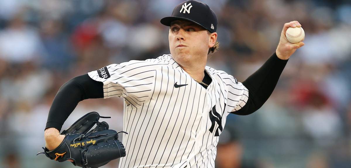 Ryan Weathers #40 of the New York Yankees pitches